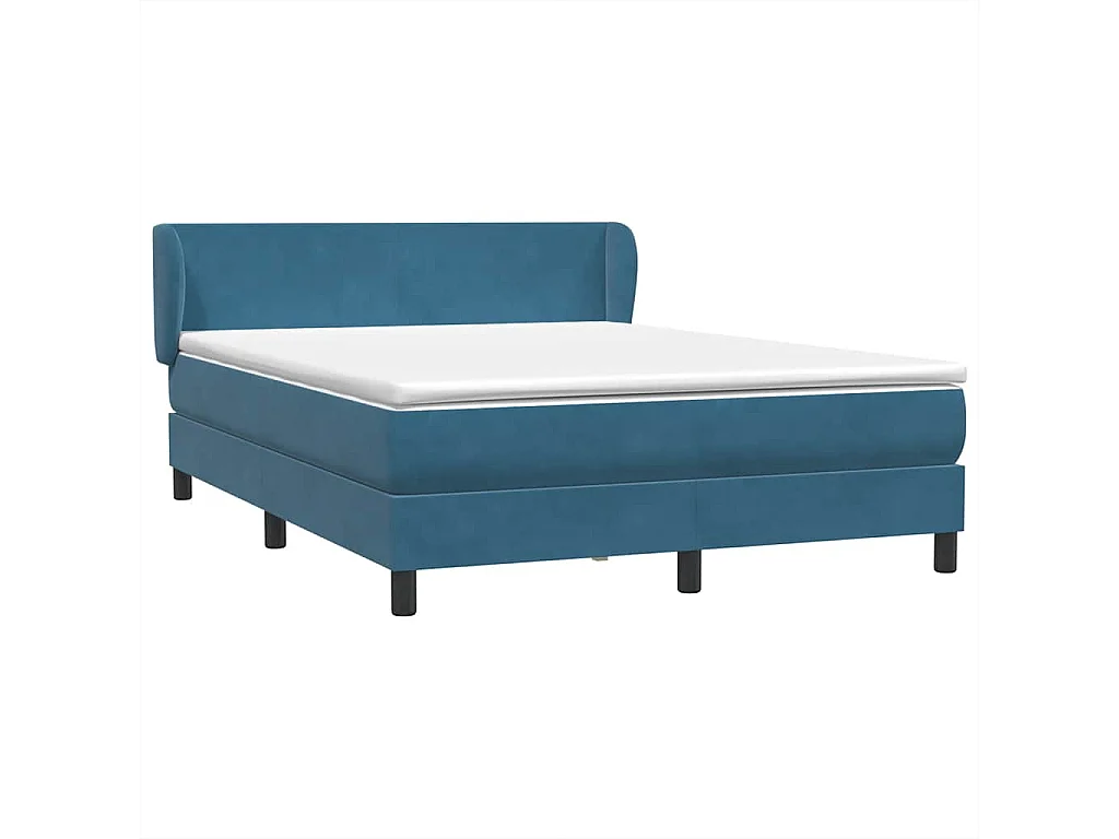 Cama box spring com colchão 160x210 cm veludo azul escuro
