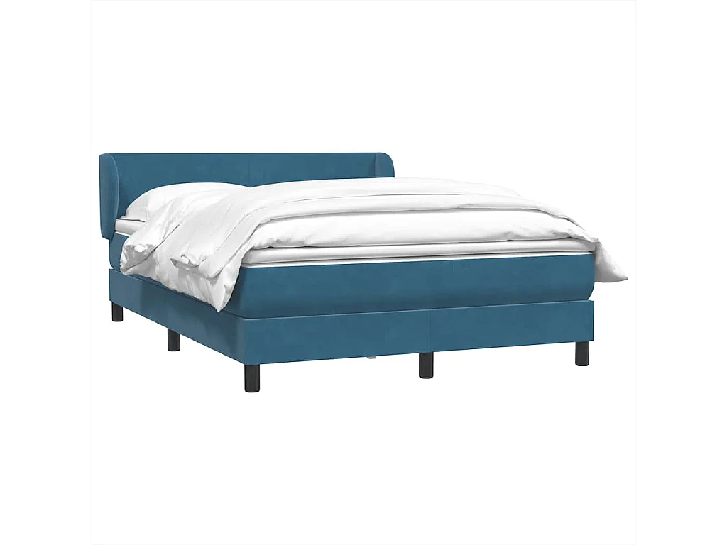 Cama box spring com colchão 160x210 cm veludo azul escuro