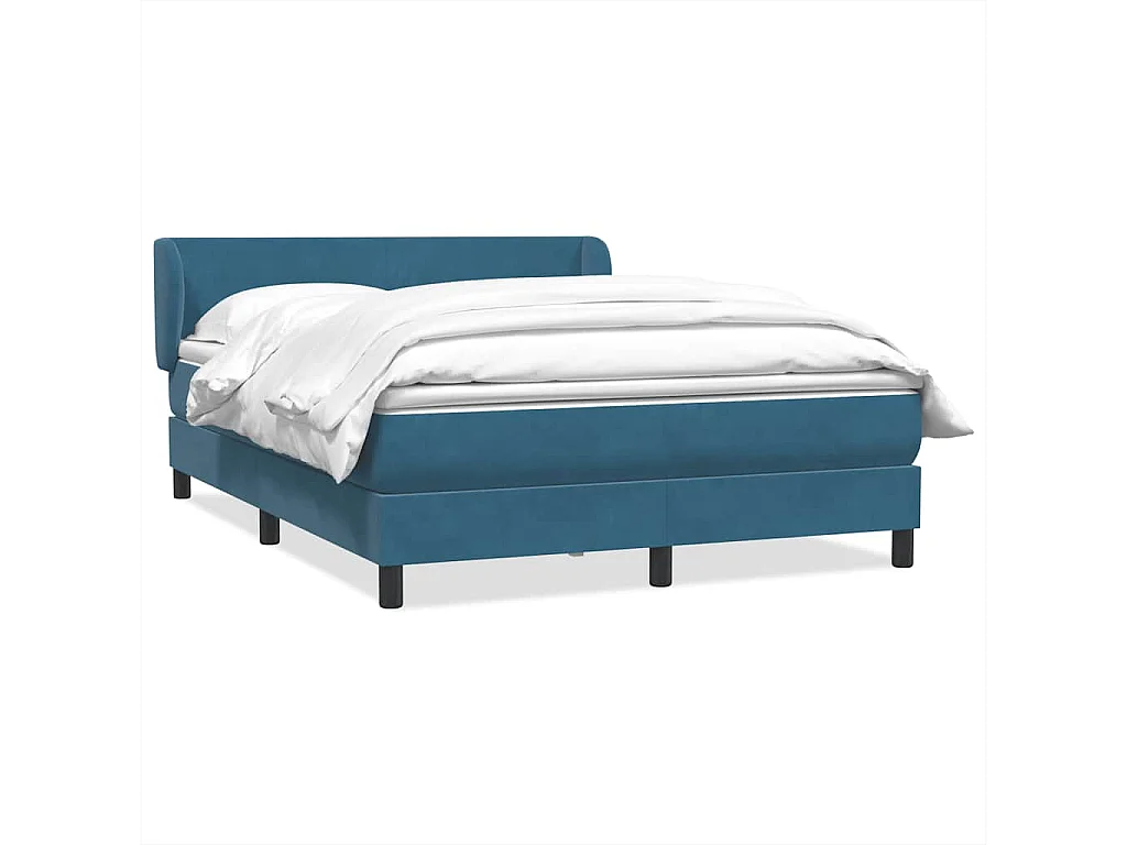 Cama box spring com colchão 160x210 cm veludo azul escuro