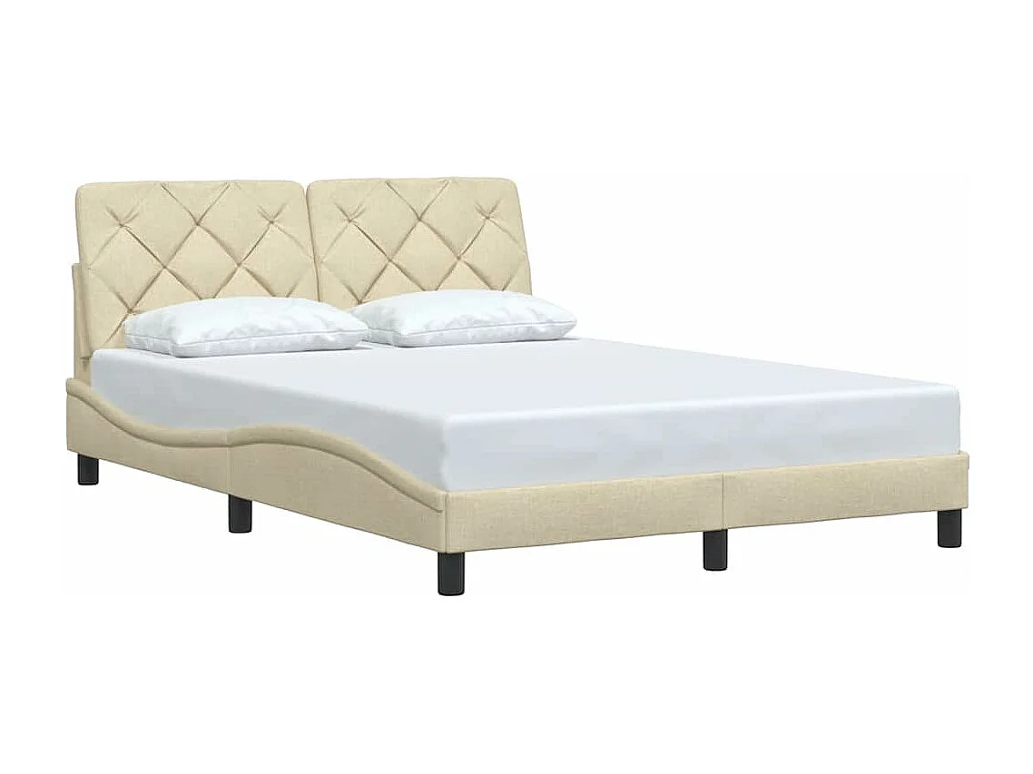 Cadre de lit sans matelas crème 120x200 cm tissu