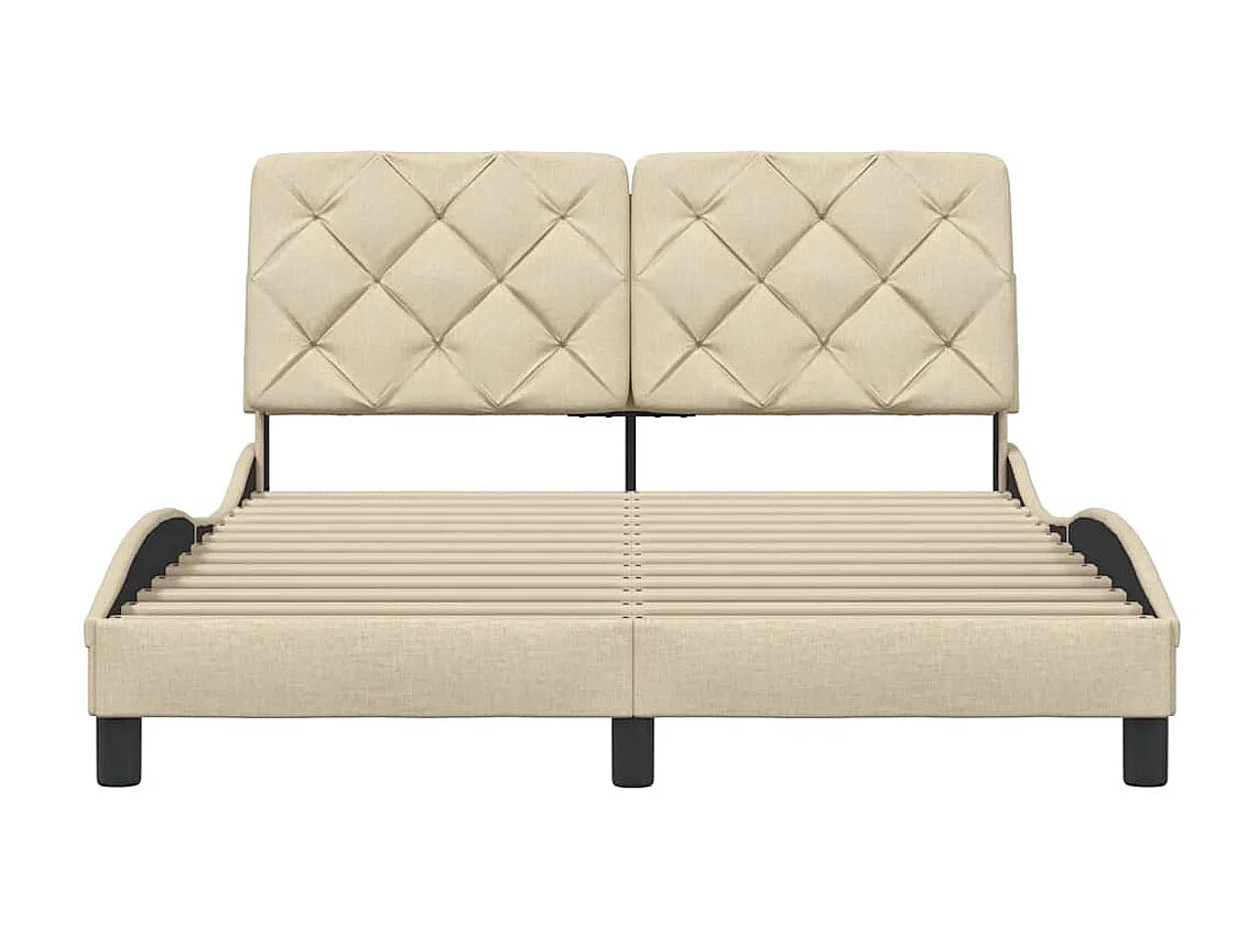 Cadre de lit sans matelas crème 120x200 cm tissu