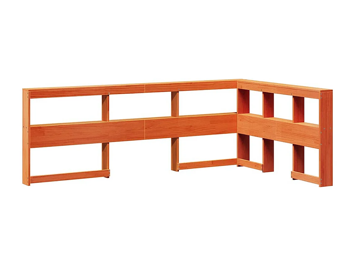 Bed met boekenkast zonder matras grenenhout wasbruin 120x190 cm