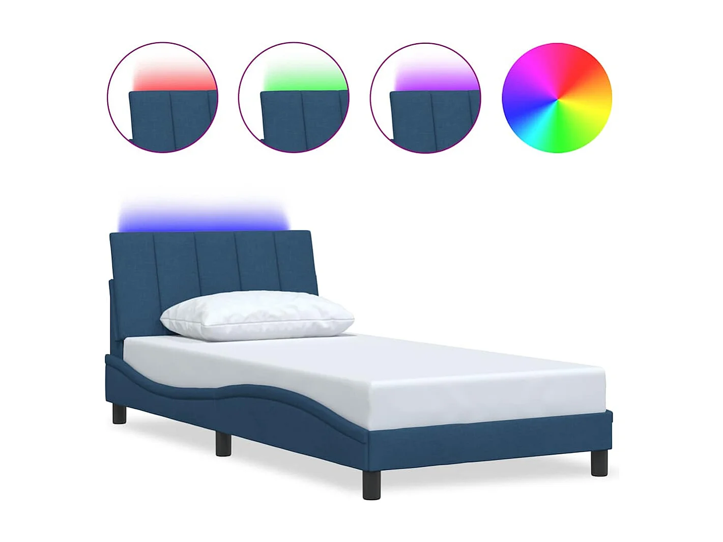 Cadre de lit sans matelas bleu 100x200 cm tissu