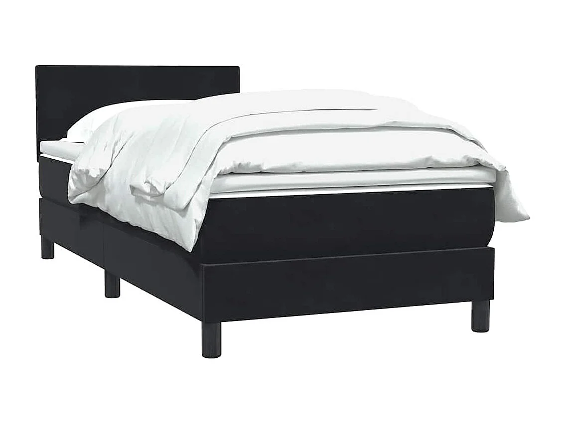 Cama com molas/colchão 90x220 cm veludo preto