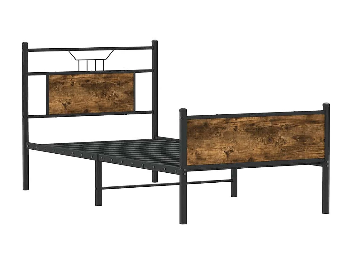 Cadre de lit sans matelas chêne fumé 90x190cm bois d'ingénierie