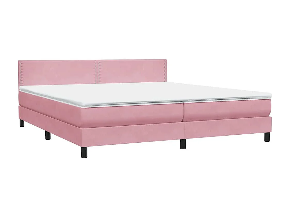 Cama box spring con colchón terciopelo rosa 180x210 cm