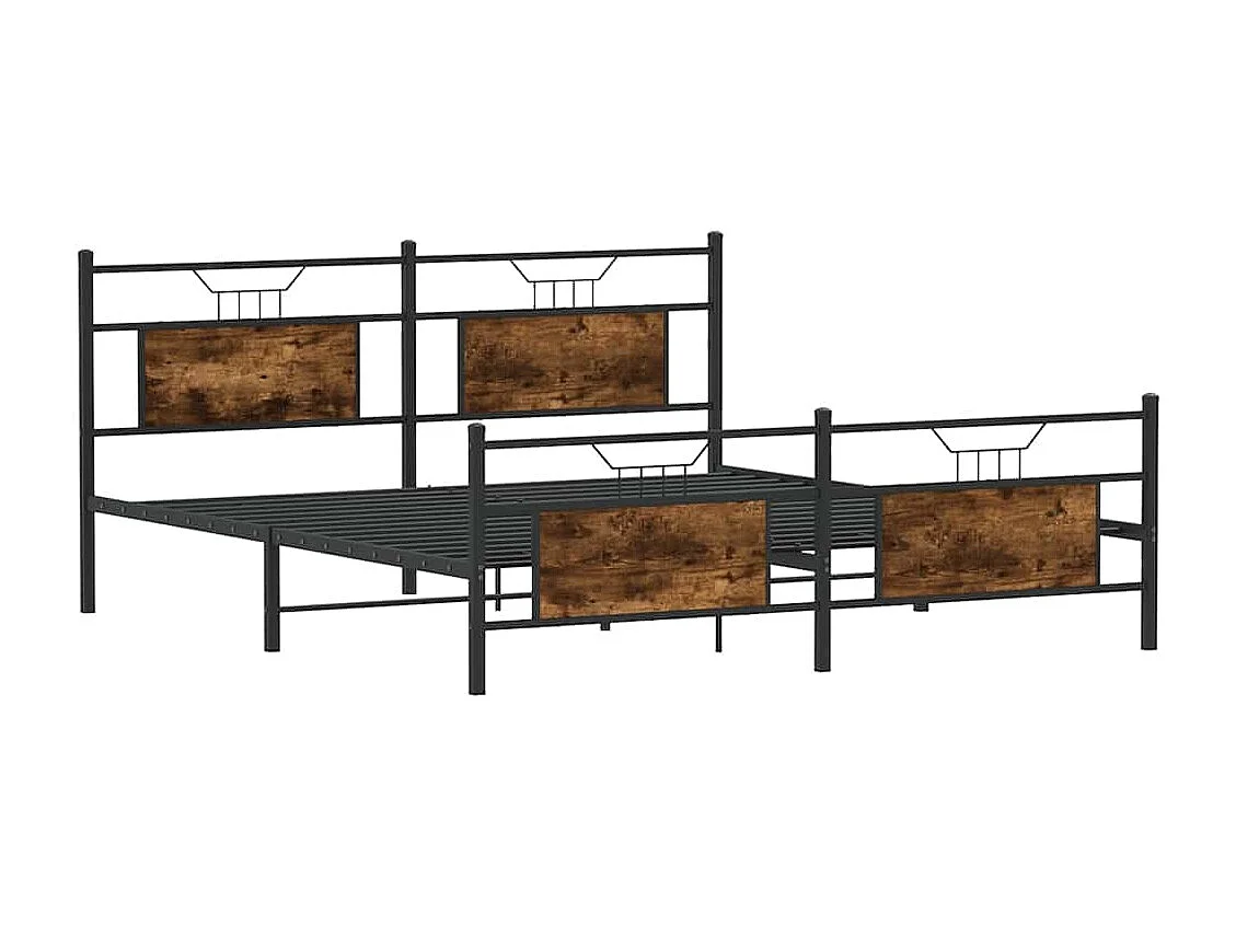 Estructura de cama sin colchón metal roble ahumado 180x200 cm