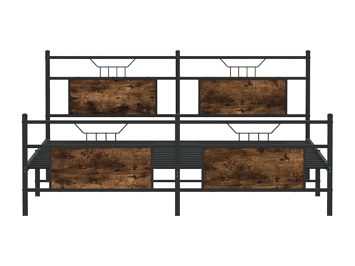Cadre de lit en métal sans matelas chêne fumé 180x200 cm