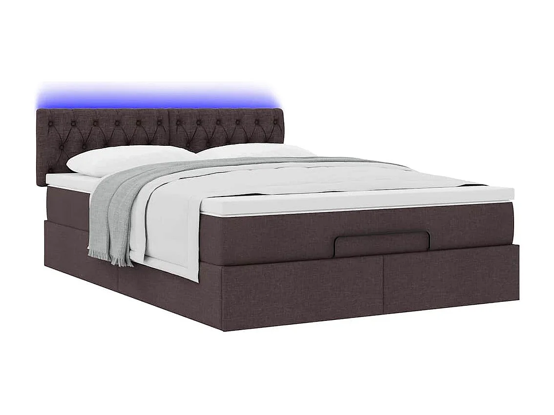Cama otomana con colchón marrón oscuro 140x190 cm tela