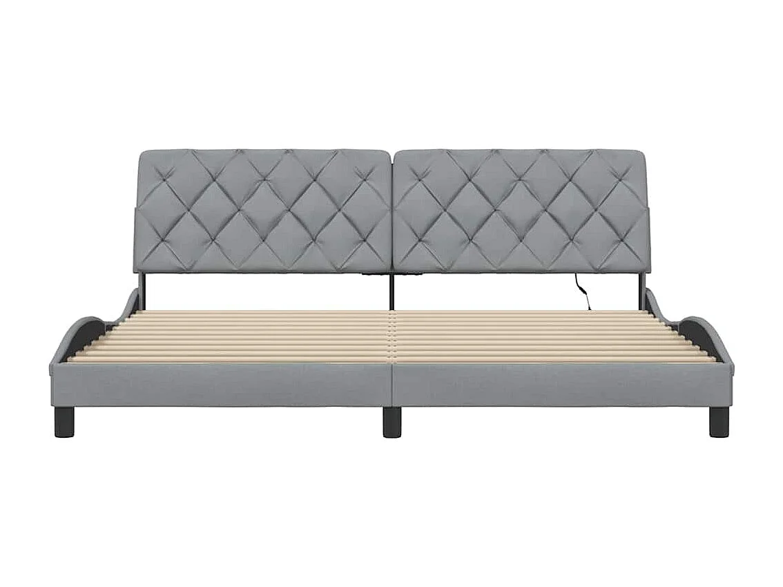 Cadre de lit avec LED sans matelas gris clair 200x200 cm tissu