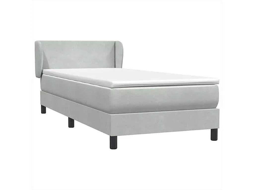 Cama box spring com colchão 100x210 cm veludo cinzento claro