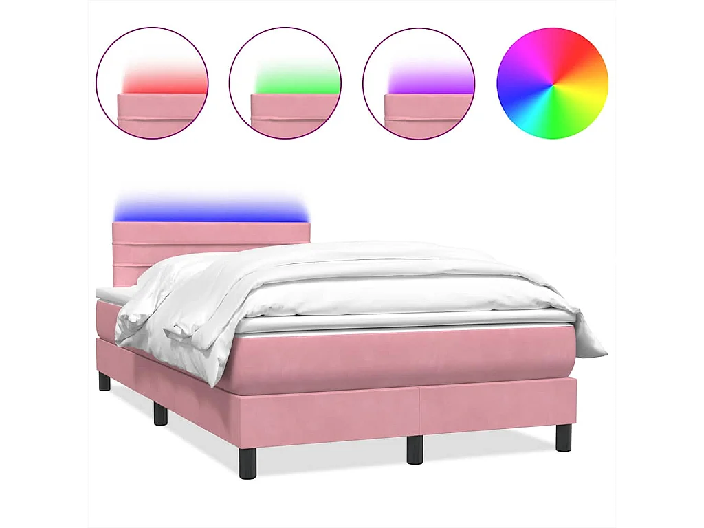 Sommier à lattes de lit avec matelas rose 120x210 cm velours