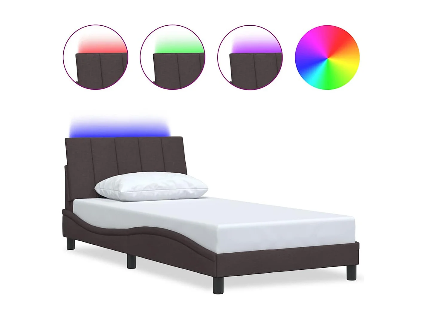 Estrutura de cama sem colchão 100x200 cm tecido castanho-escuro