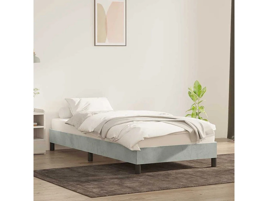 Bedframe zonder matras 90x220 cm fluweel lichtgrijs