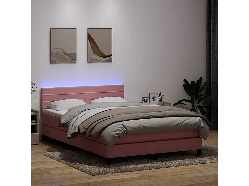 Sommier à lattes de lit avec matelas rose 160x210 cm velours