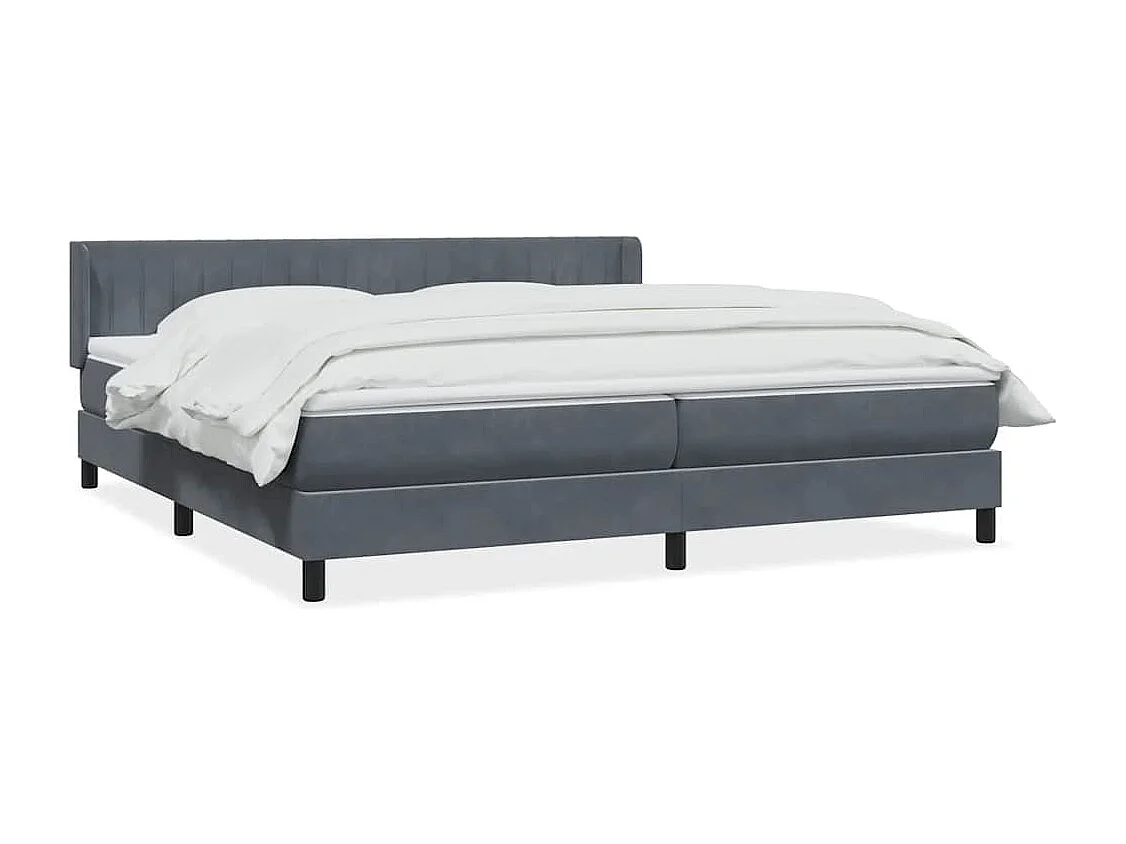 Cama box spring con colchón terciopelo gris oscuro 180x220 cm