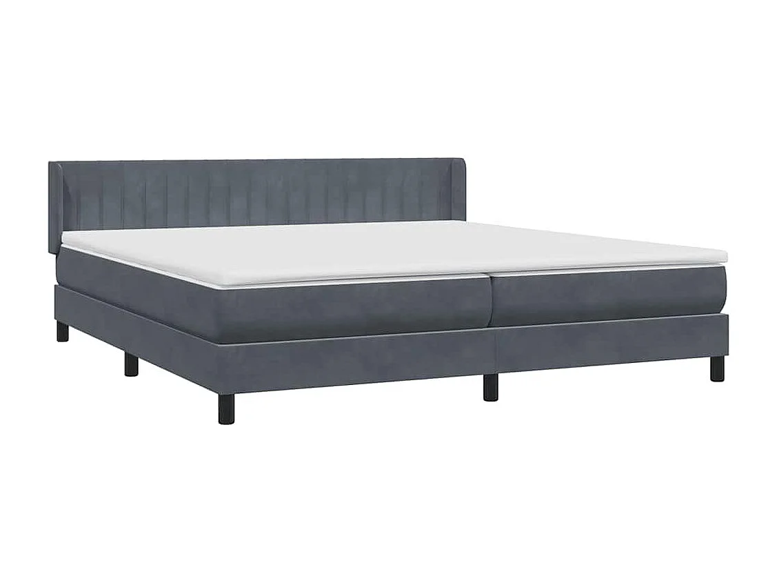 Cama box spring con colchón terciopelo gris oscuro 180x220 cm
