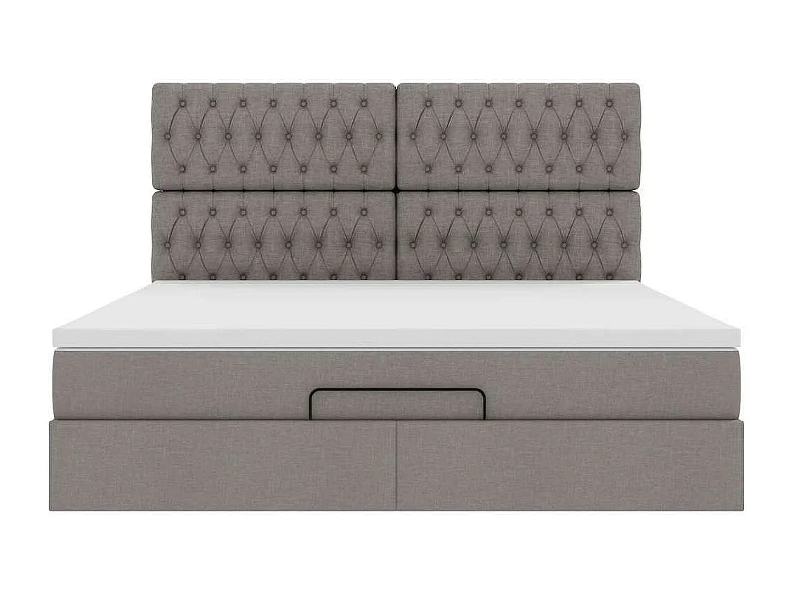 Cadre de lit ottoman avec matelas taupe 180x200 cm tissu
