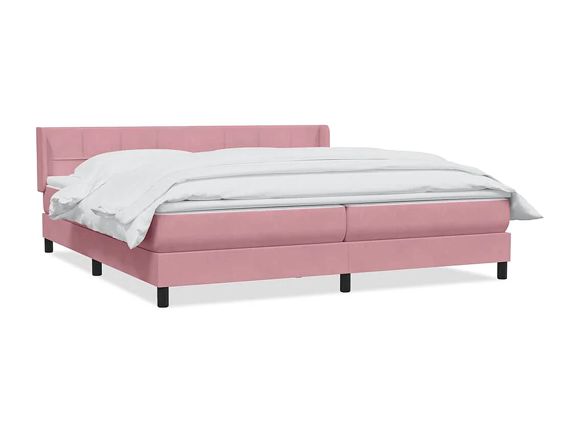 Cama box spring con colchón terciopelo rosa 180x210 cm