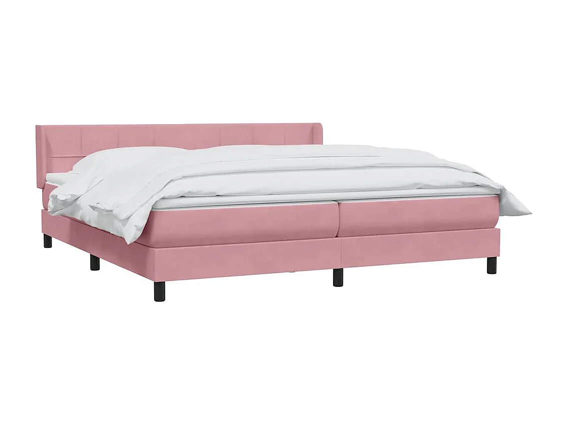 Cama box spring con colchón terciopelo rosa 180x210 cm