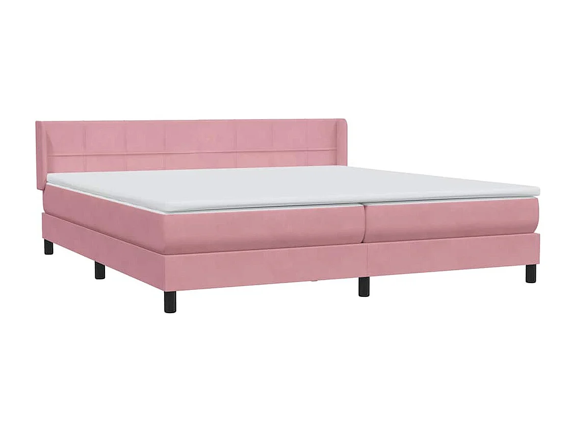 Cama box spring con colchón terciopelo rosa 180x210 cm