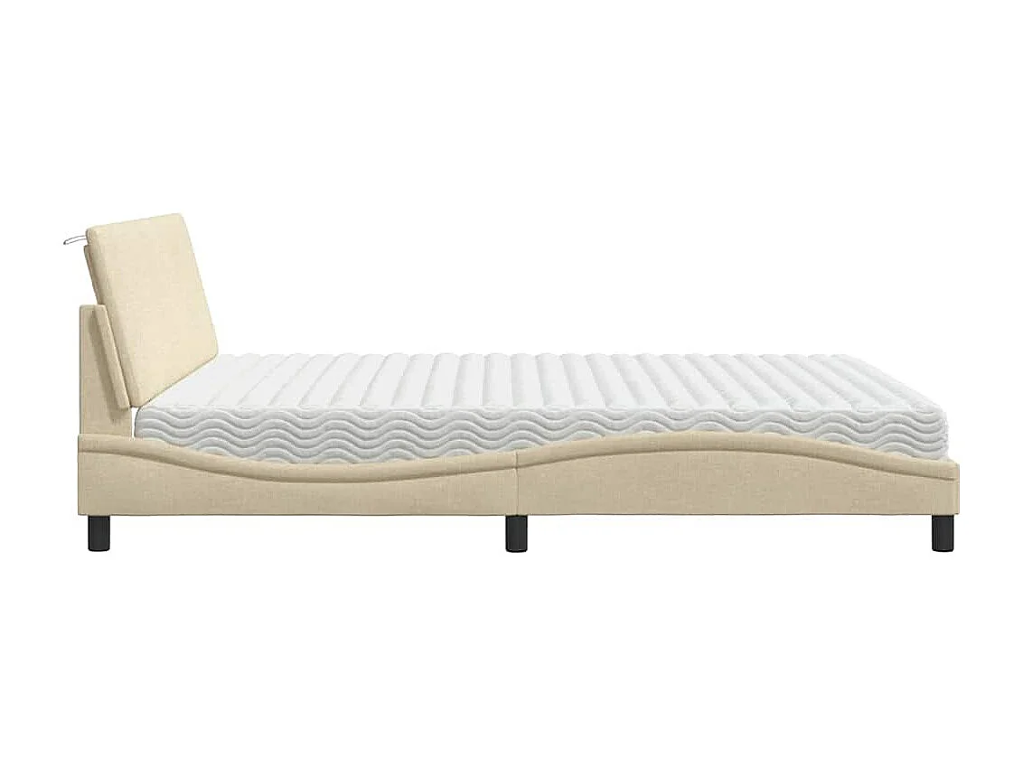 Cama con colchón de tela color crema 180x200 cm