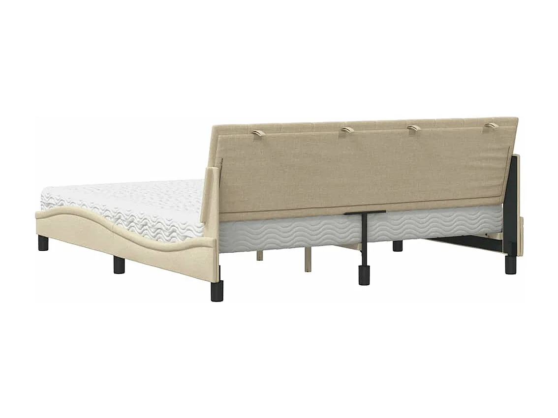 Cama con colchón de tela color crema 180x200 cm