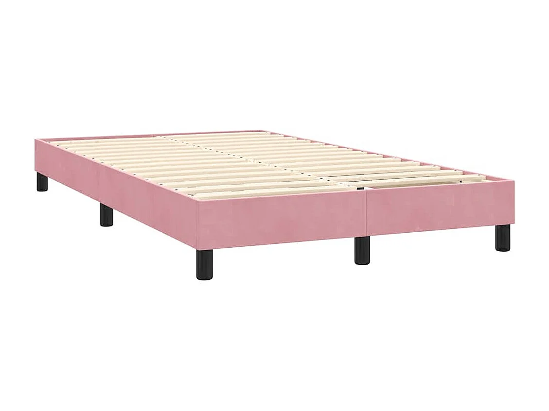 Cama box spring con colchón terciopelo rosa 140x220 cm