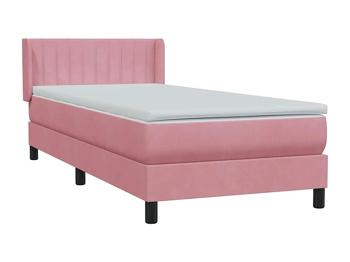 Boxspring met matras fluweel roze 100x220 cm
