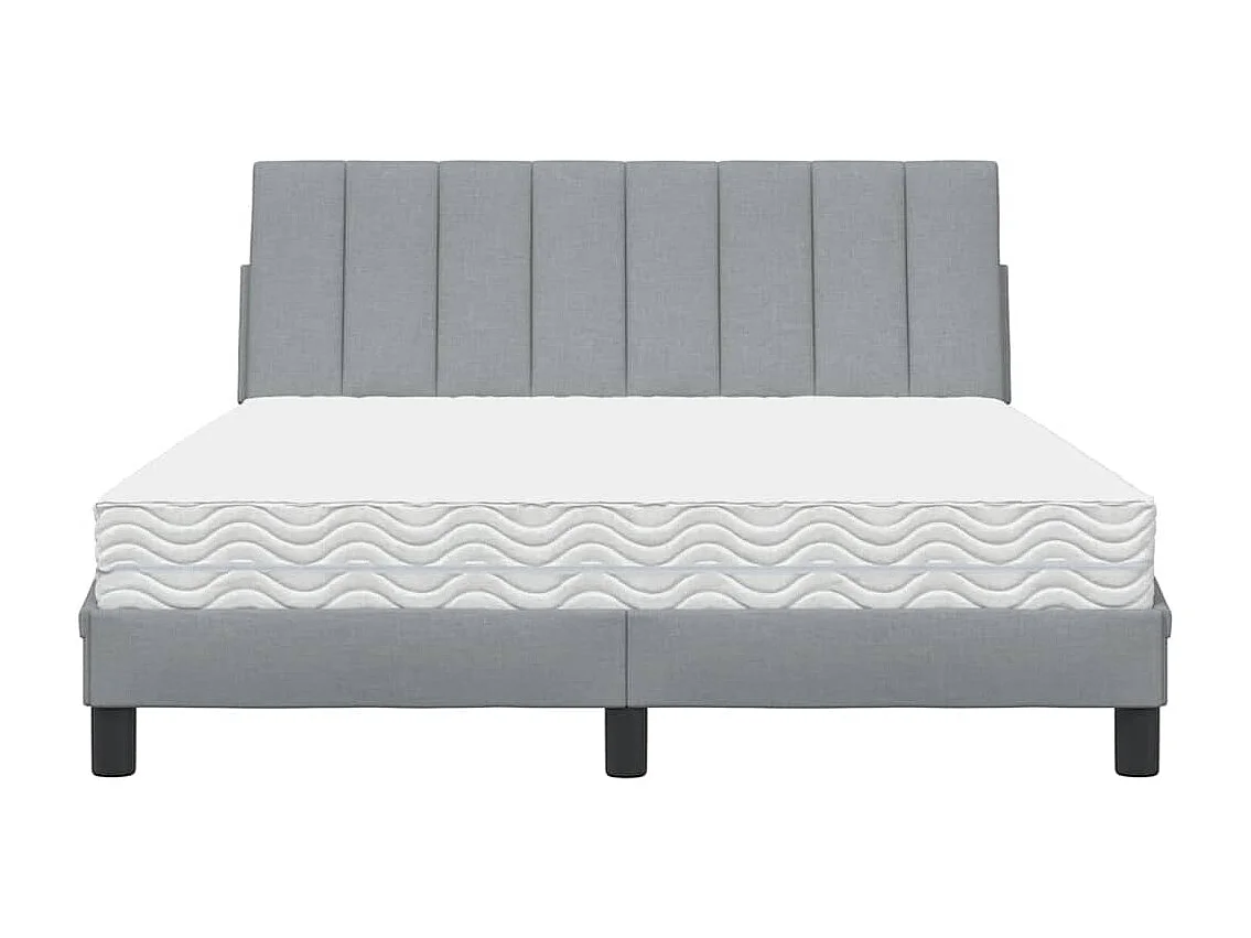 Cama com colchão 120x200 cm tecido cinza-claro