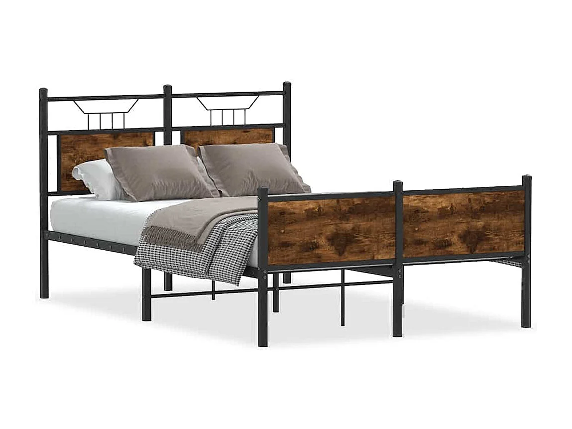 Estructura de cama sin colchón madera roble ahumado 120x200 cm