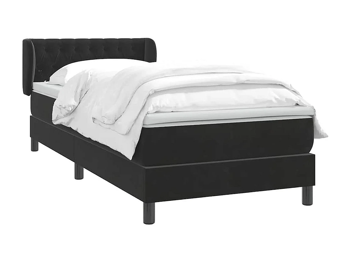 Sommier à lattes de lit avec matelas noir 90x210 cm velours