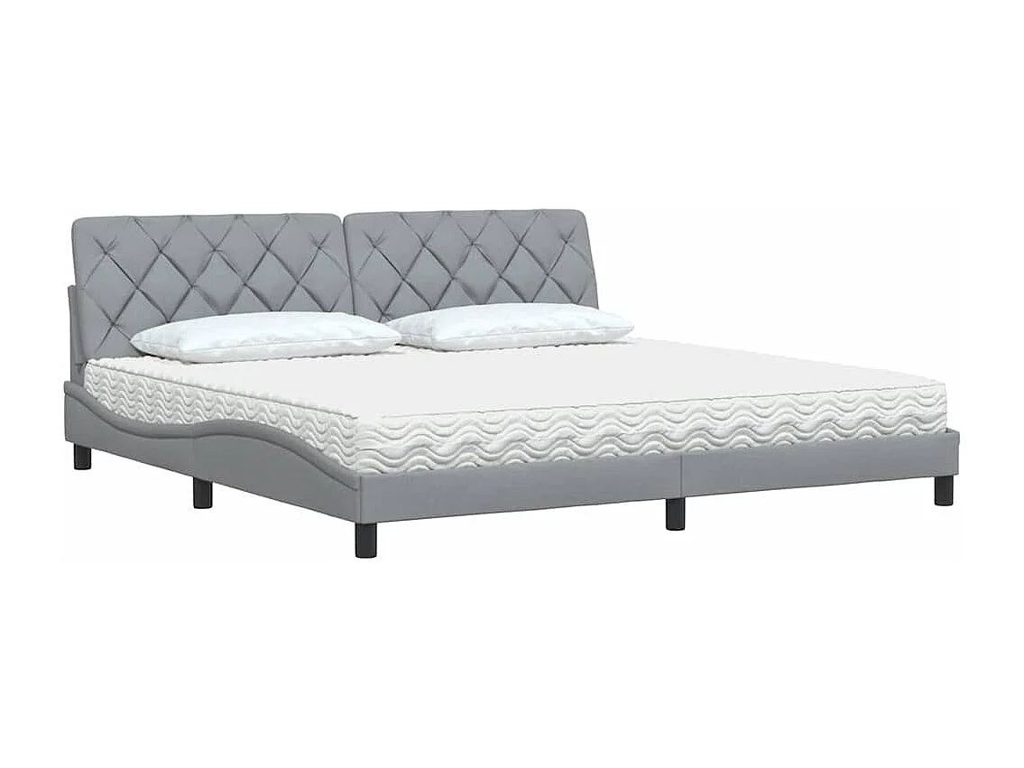 Cama con colchón tela gris claro 200x200 cm