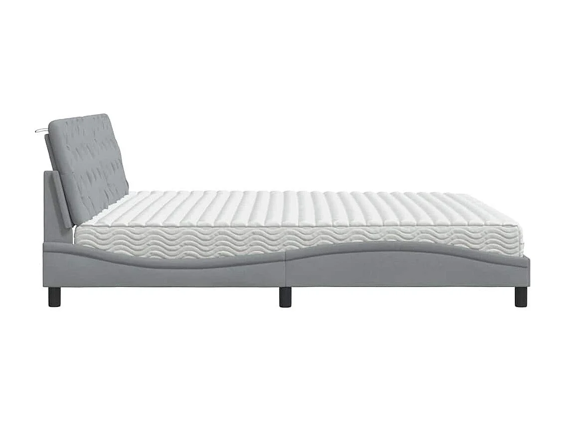 Cama con colchón tela gris claro 200x200 cm