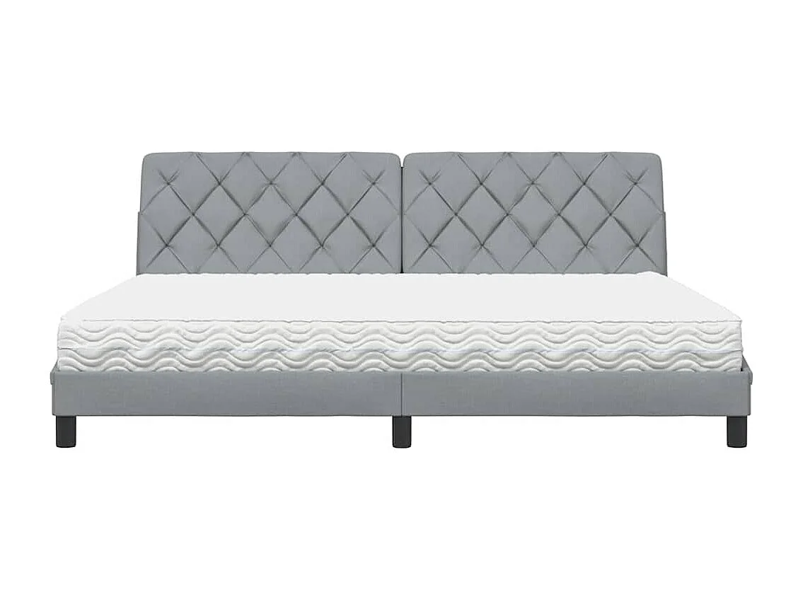 Cama com colchão 200x200 cm tecido cinzento-claro