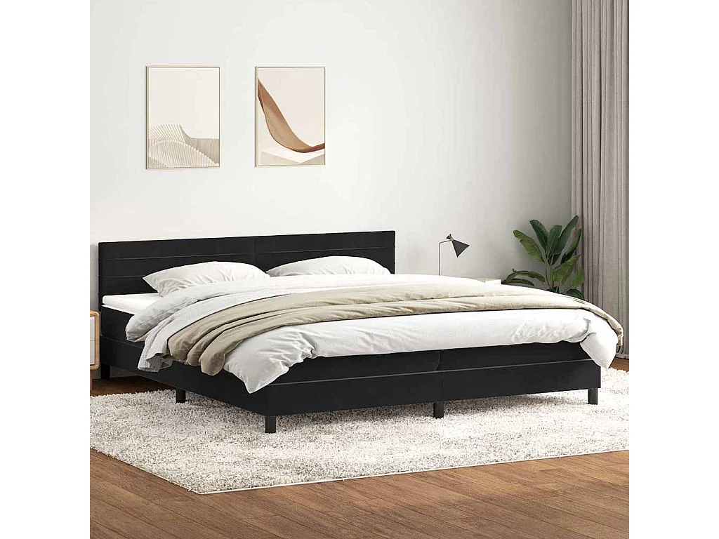 Cama com molas/colchão 180x210 cm veludo preto