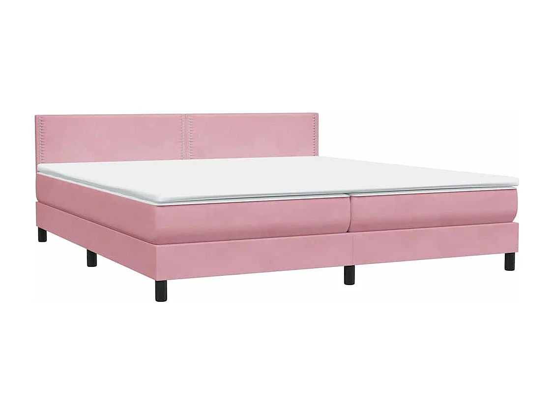 Cama box spring con colchón terciopelo rosa 180x210 cm