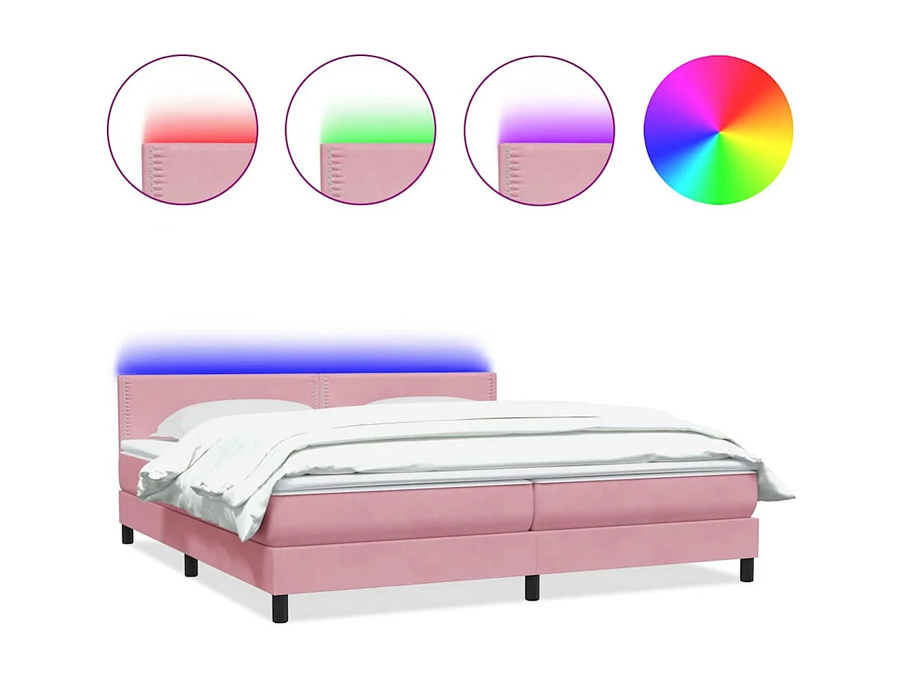 Cama box spring con colchón terciopelo rosa 180x210 cm