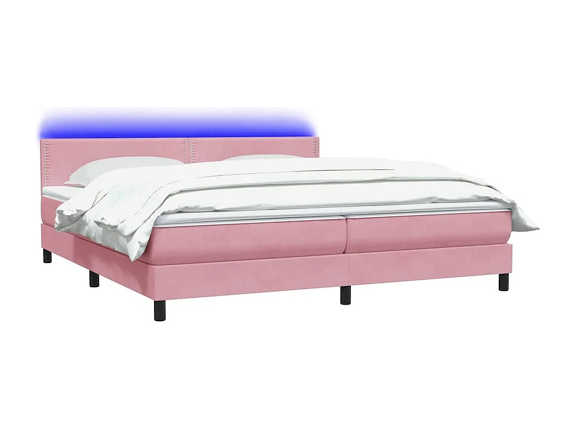 Cama box spring con colchón terciopelo rosa 180x210 cm