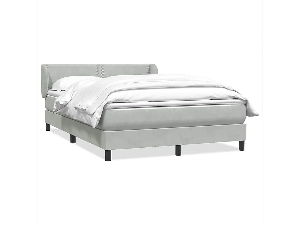 Cama com molas/colchão 160x210 cm veludo cinzento-claro