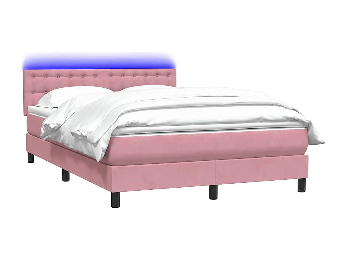 Boxspring met matras fluweel roze 140x210 cm