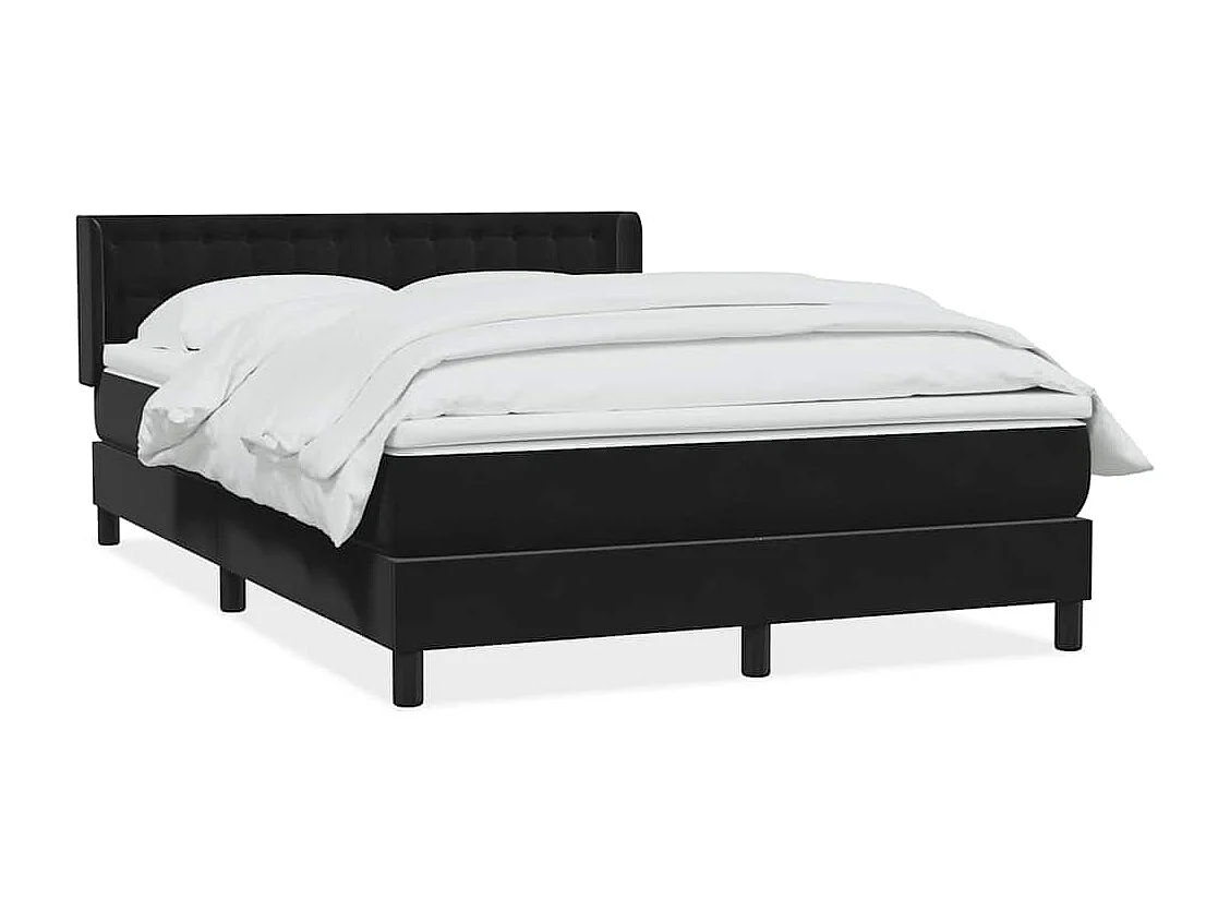 Sommier à lattes de lit avec matelas noir 160x210 cm velours