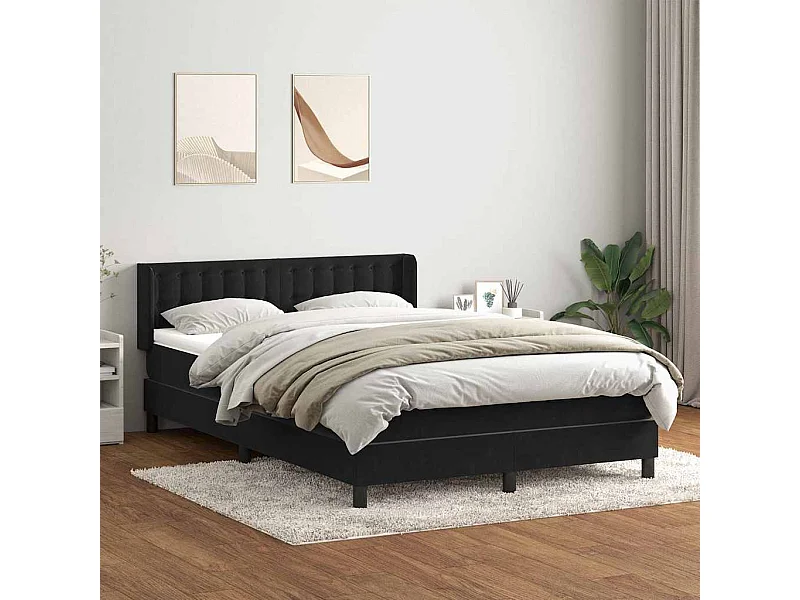 Sommier à lattes de lit avec matelas noir 160x210 cm velours