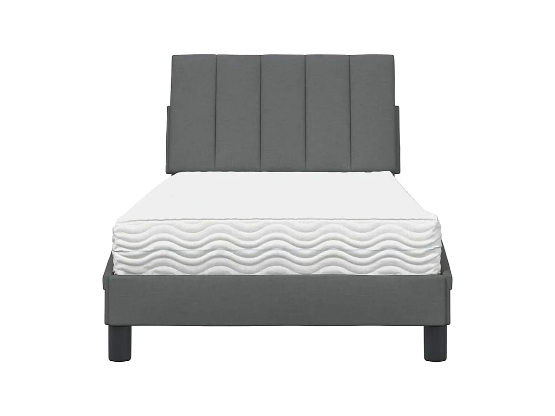Cama con colchón tela gris oscuro 90x190 cm