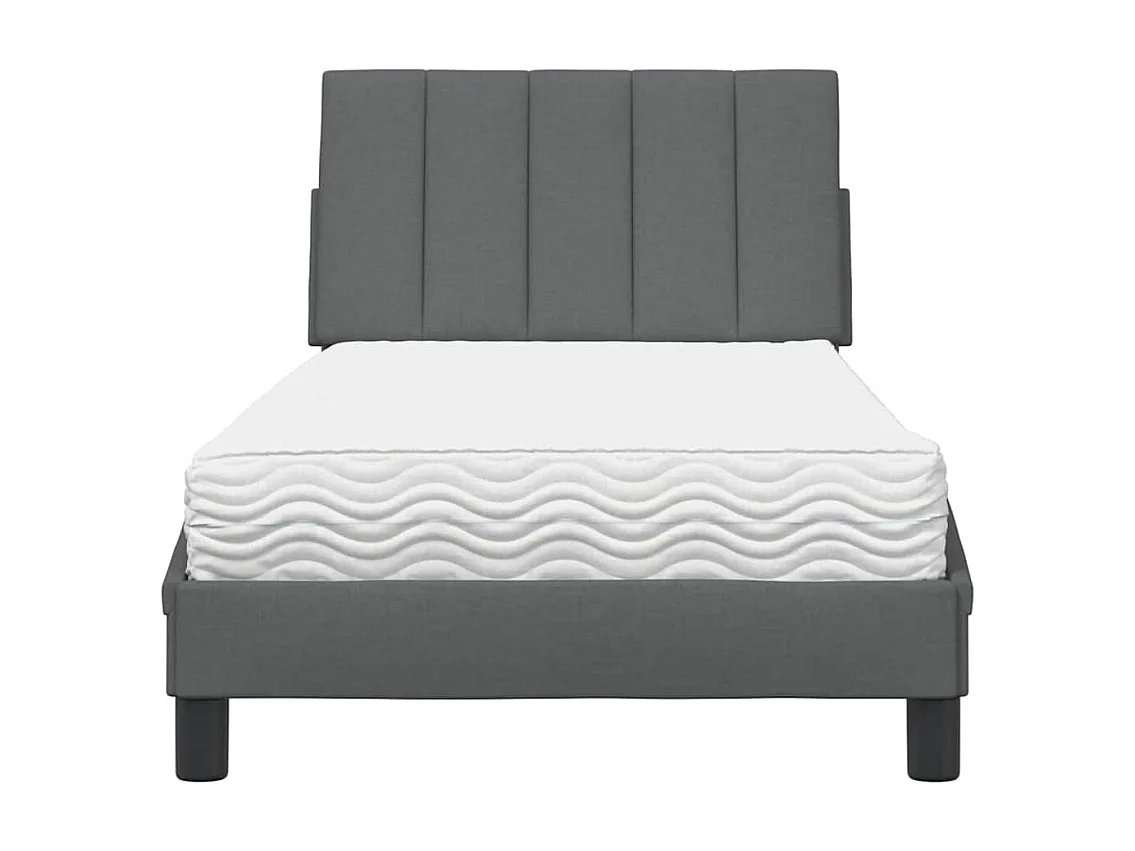 Cama com colchão 90x190 cm tecido cinzento-escuro