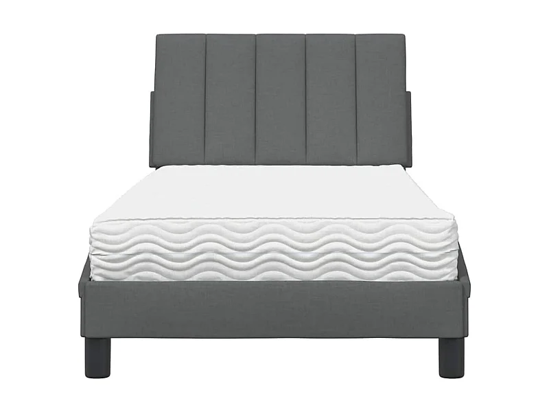 Cama com colchão 90x190 cm tecido cinzento-escuro