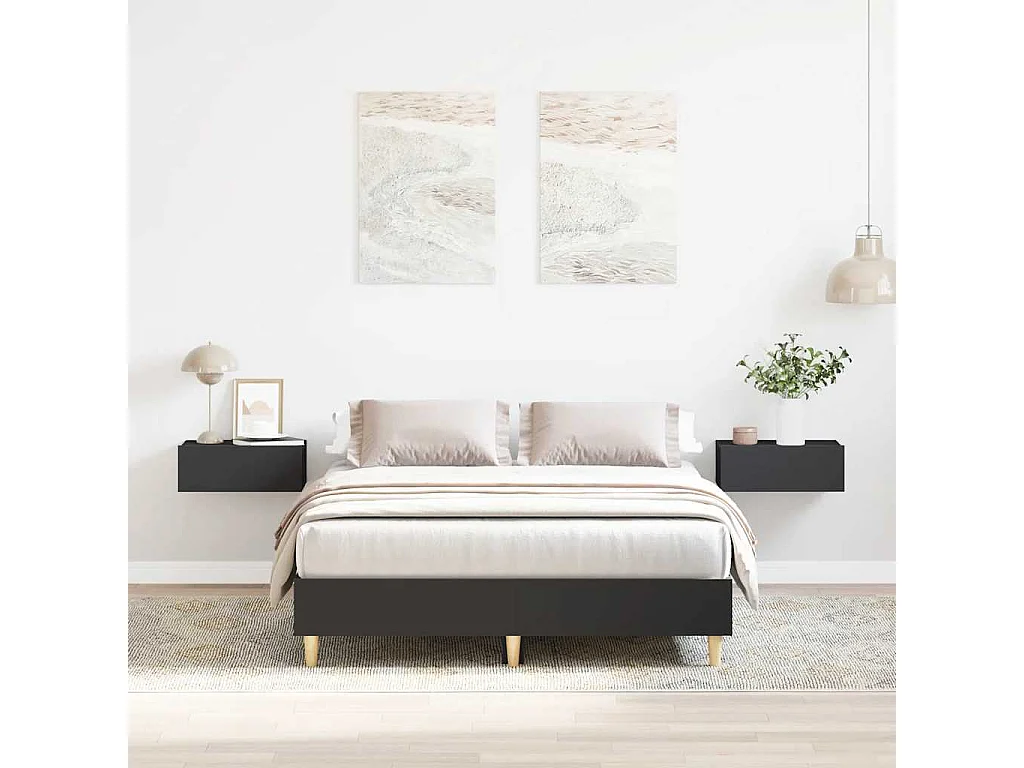 Cadre de lit sans matelas noir 135x190 cm bois d'ingénierie