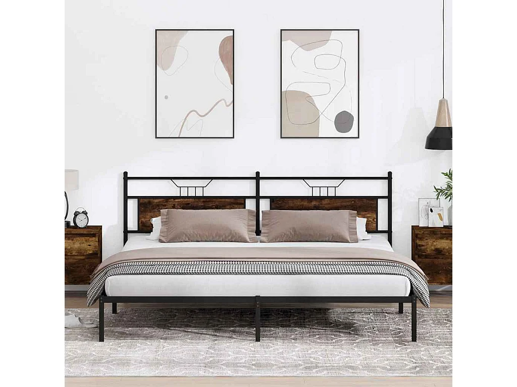 Cadre de lit sans matelas chêne fumé 200x200 cm bois ingénierie