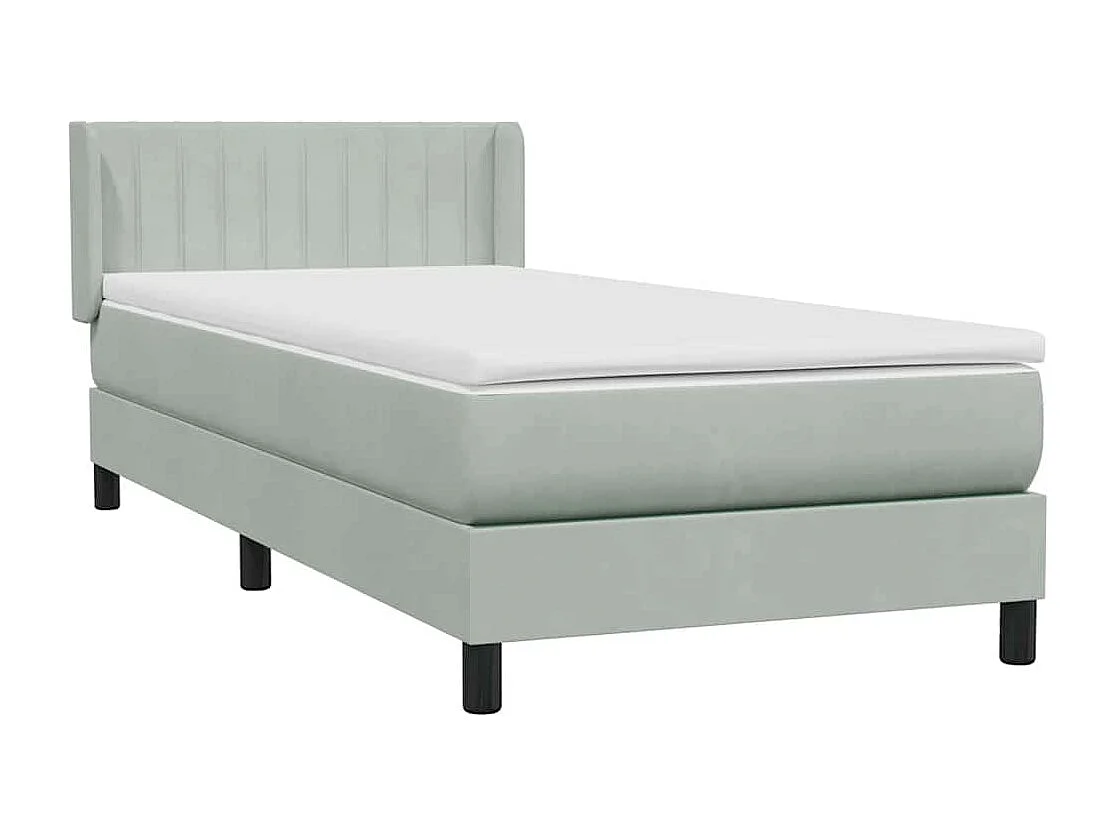 Cama box spring com colchão 100x210 cm veludo cinzento claro