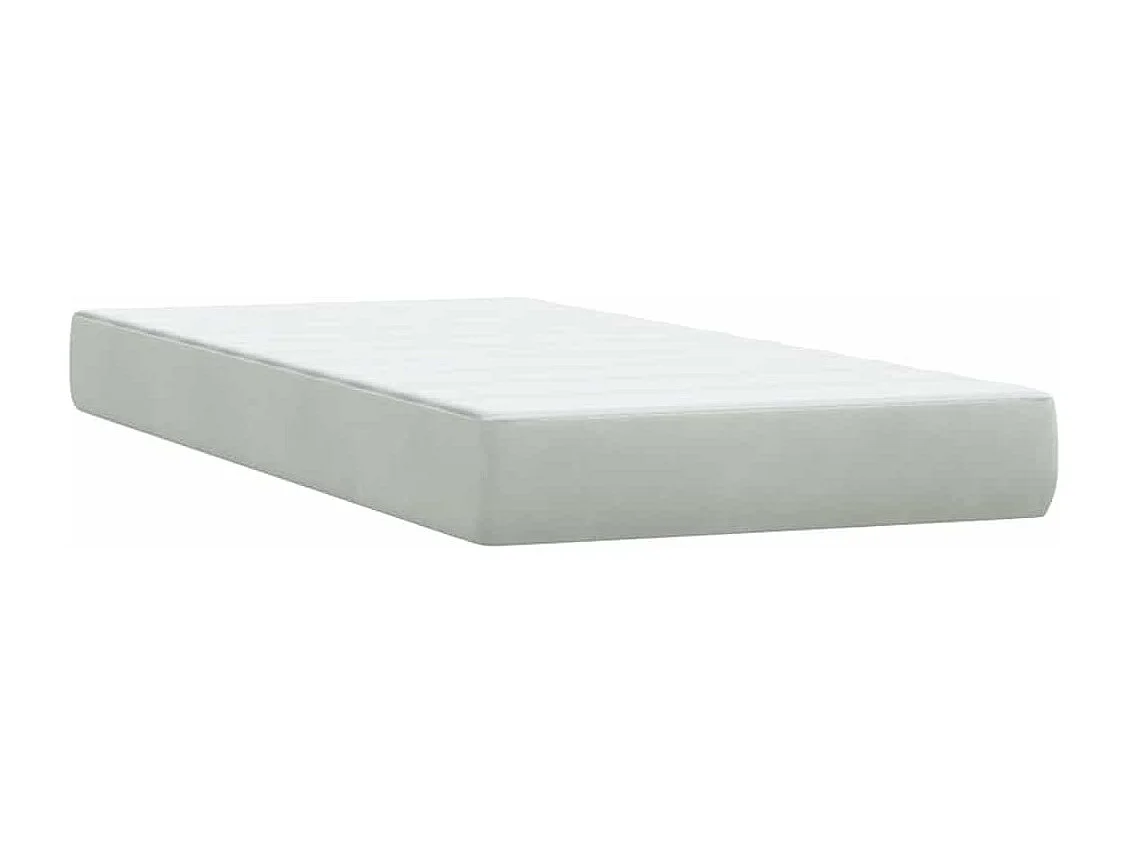 Cama box spring com colchão 100x210 cm veludo cinzento claro